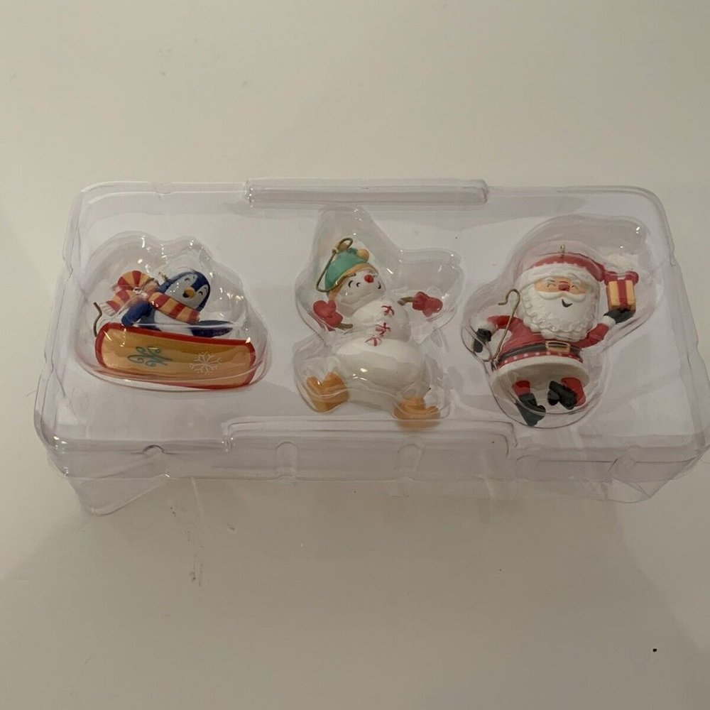 Hallmark Keepsake Santa's Merry Crew Three Miniature Christmas Ornaments 2008